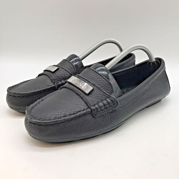 Calvin Klein Leta Slip On Loafers Women's 6.5 Black Pebbled Leather Flats Shoes - Picture 3 of 12